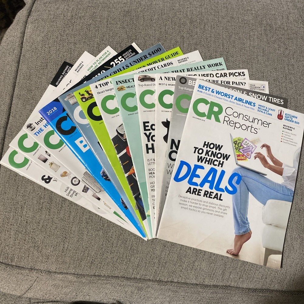Lot of 12 CR Consumer Reports magazines (2018) January thru December 2018